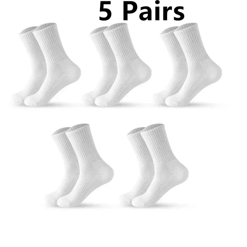 Men Cotton White Sports Socks Breathable Long Tube Socks Multi Pairs Big Size
