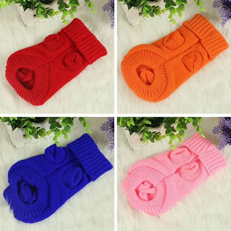Dog Winter Knitted Sweater Pet Clothes Small Medium Dogs Warm Puppy Coat