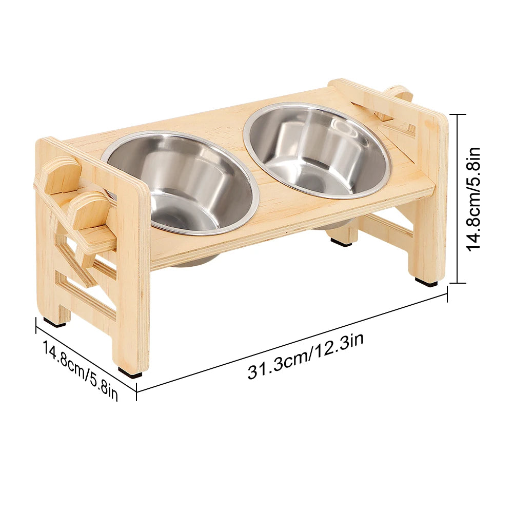 Elevated Pet Bowls Tilted Adjustable Stand with 2 Stainless Steel Dog Cat Bowls