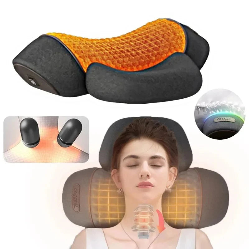 Electric Neck Massager Pillow Cervical Traction Device Heat Therapy Vibration Neck Pain Relief Shoulder Relaxer