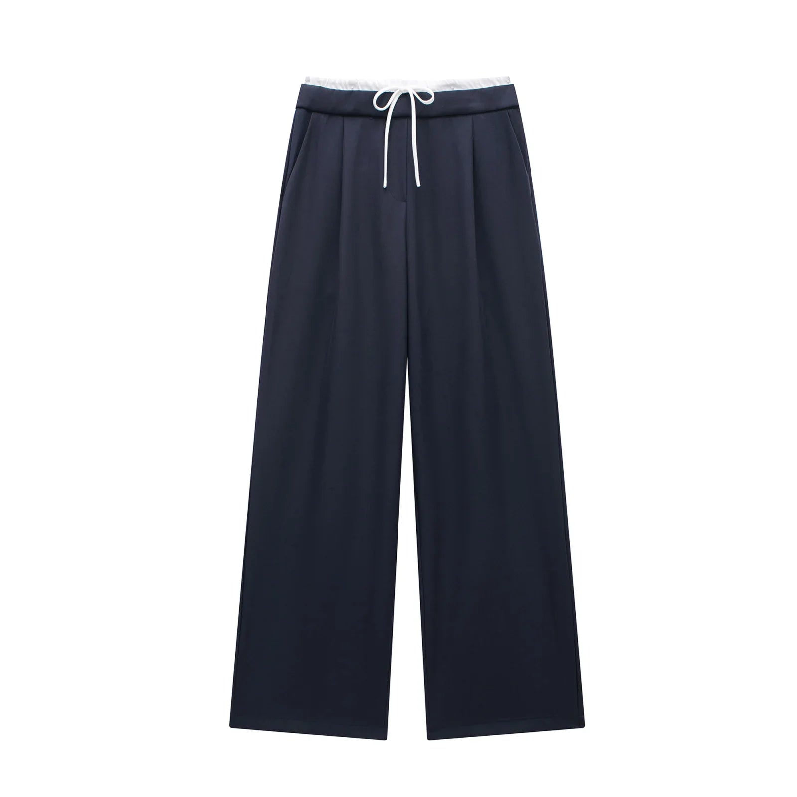 Women Pleated Baggy Pants Lace Up High Waist Casual Office Trousers
