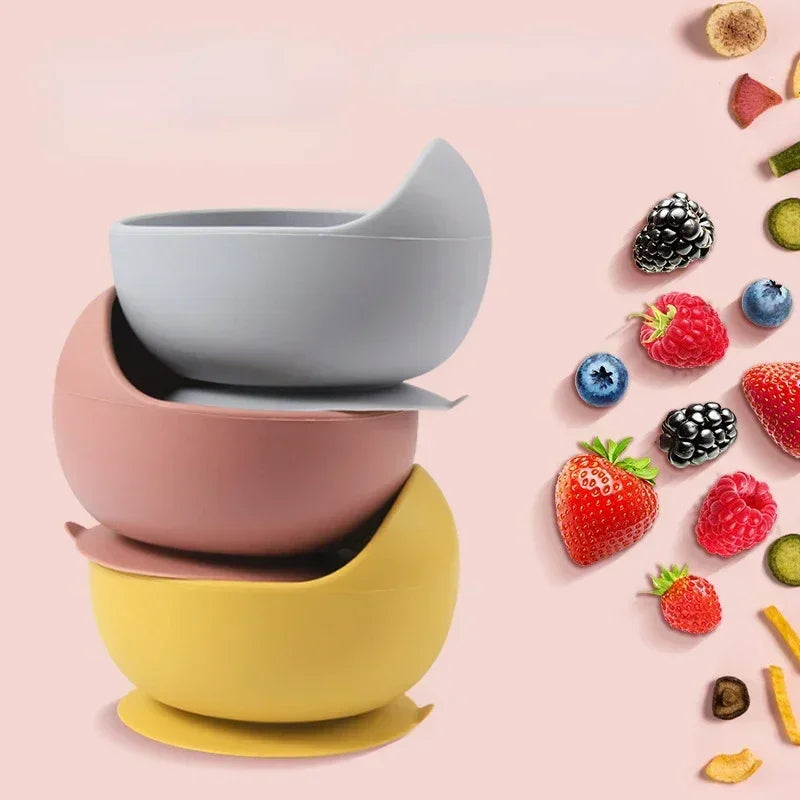 Silicone Baby Feeding Set Suction Plate Bowl Straw Cup