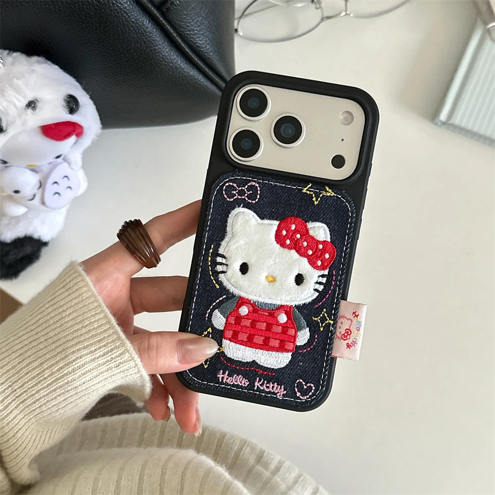 Leather Cartoon Hello Kitty Love Heart Stars iPhone Case