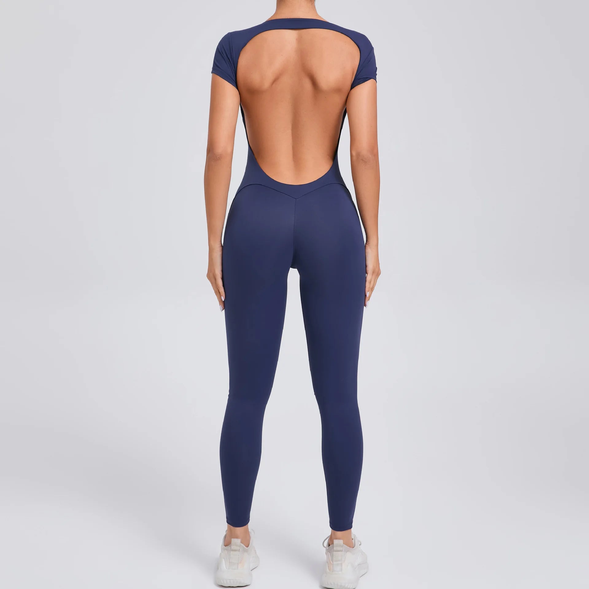 Women Open Back Yoga Jumpsuit One Piece Gym Bodysuit Hip Lift Quick Dry Fitness Outfit