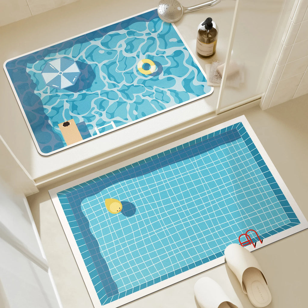 Rubber Anti Slip Bathroom Mat Quick Dry Water Absorbent Cartoon Floor Rug