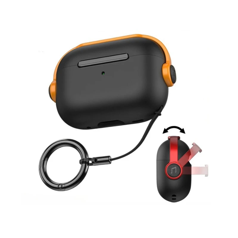 AirPods 1/2/3/4/Pro/Pro 2 Case Shockproof Protective Cover with Lock & Keychain Holder