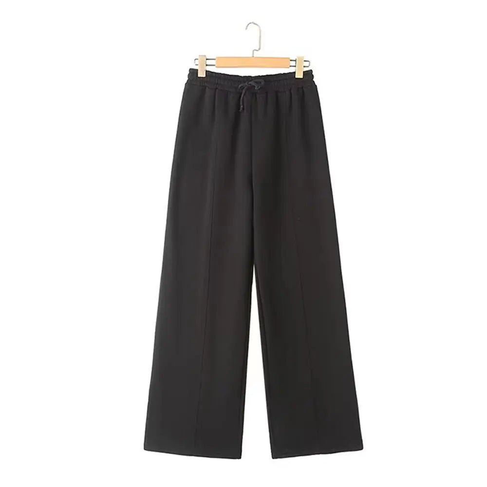 Women Retro 2 Piece Bomber Jacket and Wide Leg Pants Set