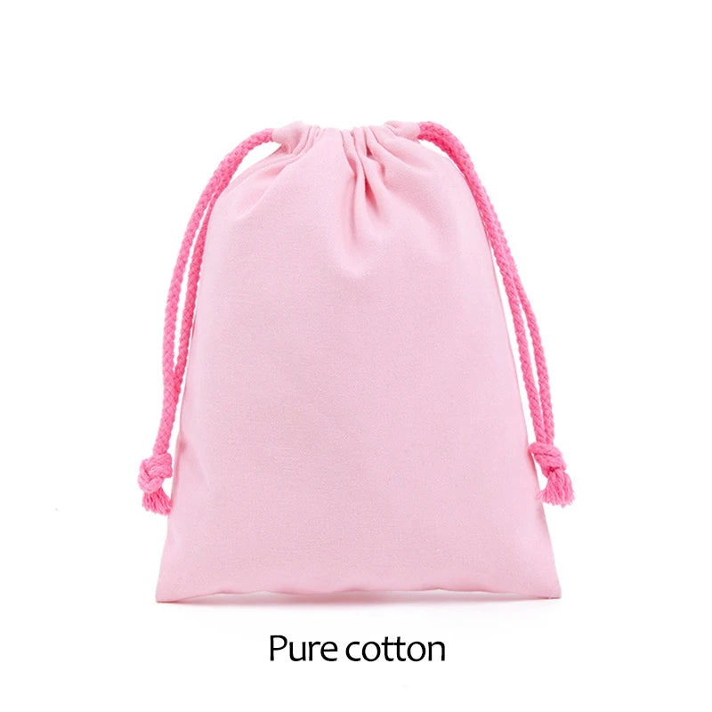 Cotton Drawstring Storage Bag Reusable Canvas Gift Pouch Dustproof Organizer