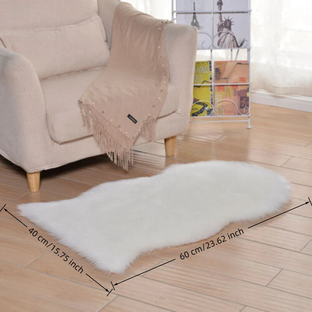 Artificial Sheepskin Rug Long Hair Fluffy Soft Faux Wool Shaggy Floor Mat Home Decor