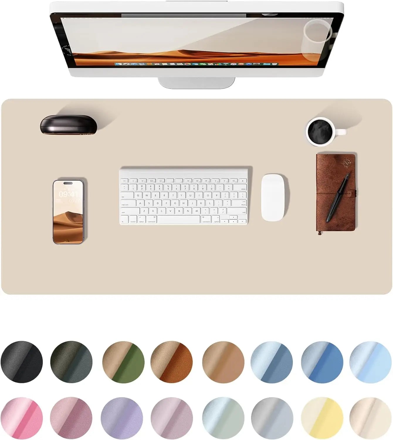 Large PU Leather Desk Mat Mouse Pad Non Slip Office Laptop Desk Protector