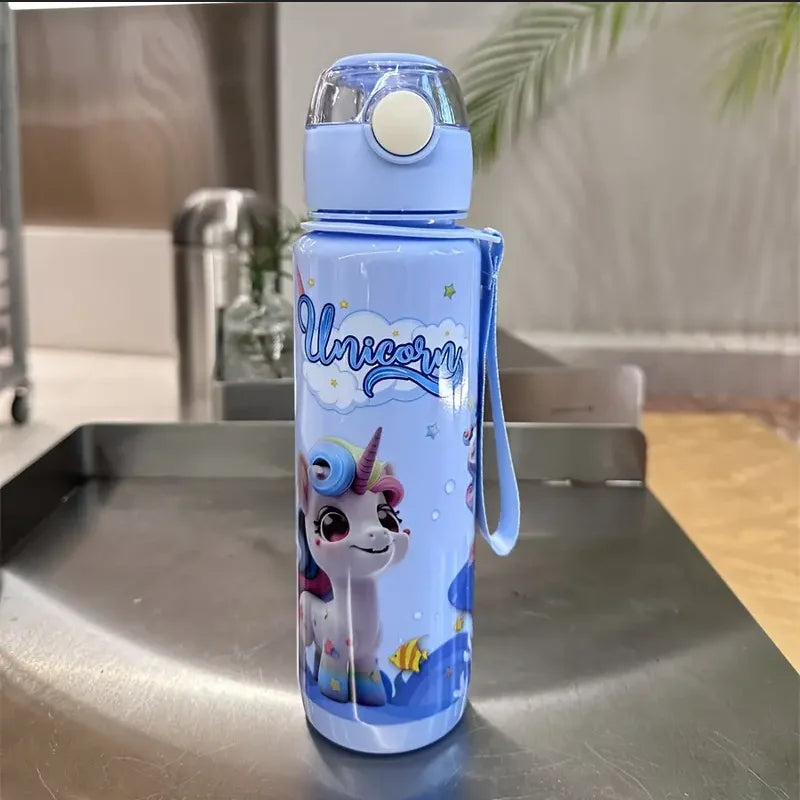 Cute Cartoon Water Bottle 700ml – BPA Free Leakproof Kids Drinking Bottle with Straw for School & Outdoor