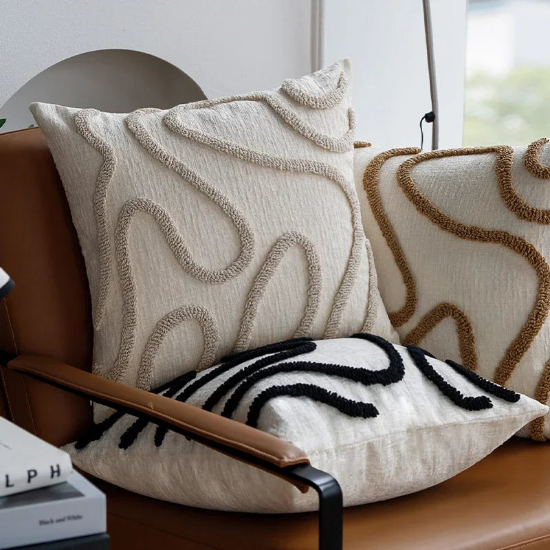 45x45 Boho Chenille Throw Pillow Cover Soft Geometric Cushion Case for Sofa Living Room