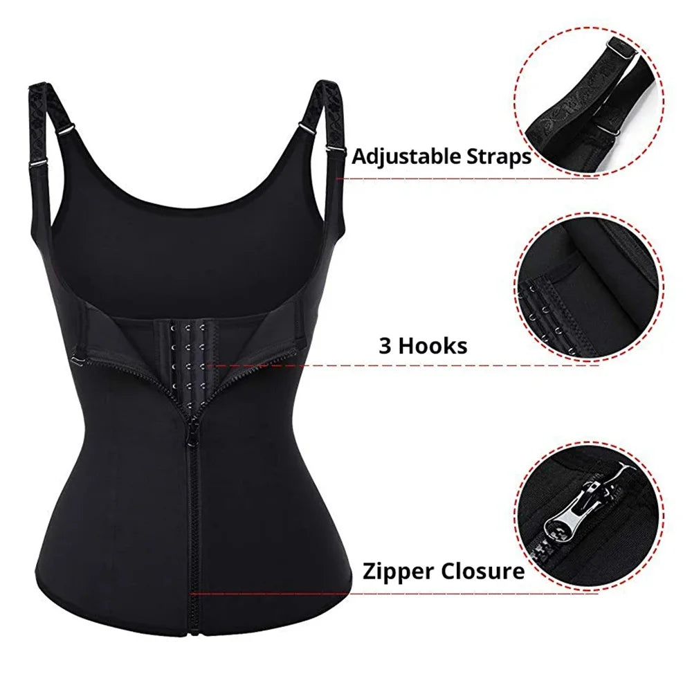 Women Waist Trainer Zipper Body Shaper Tank Top