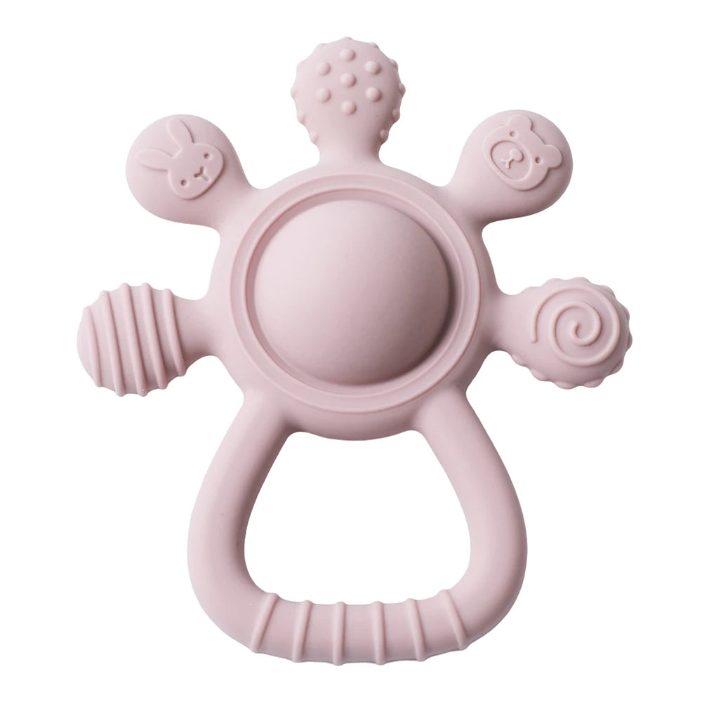 BPA Free Silicone Baby Teether Rattle Toy 0 12 Months