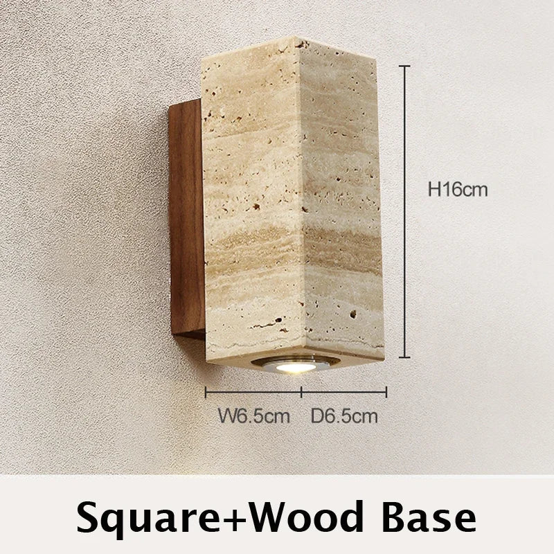 Yellow Marble LED Wall Lamp Bedside Sconce for Bedroom Living Room and Corridor