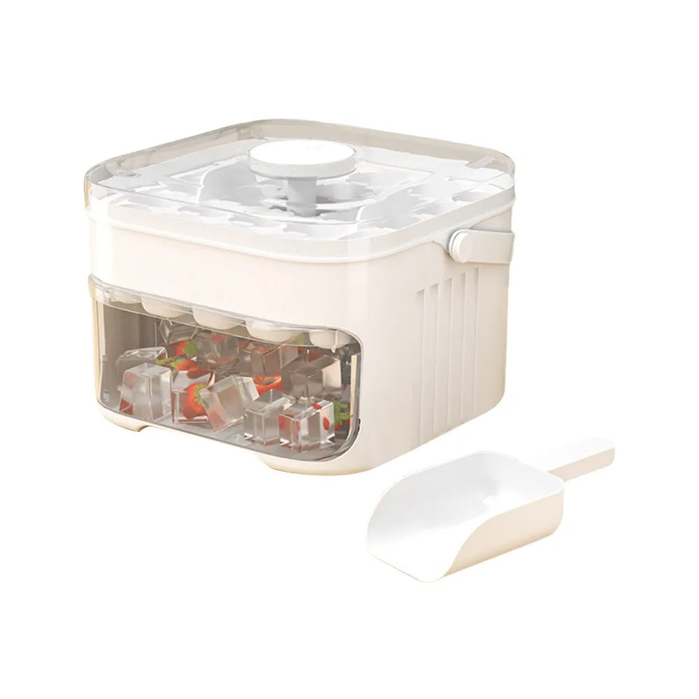 Double Layer Ice Cube Maker 50 Grid Ice Tray with Lid Storage Box