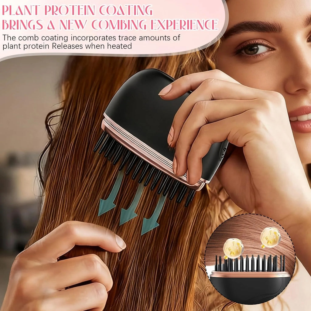 Mini Rechargeable Hair Straightener Brush 3 Speed Temp Portable Travel Styling Tool