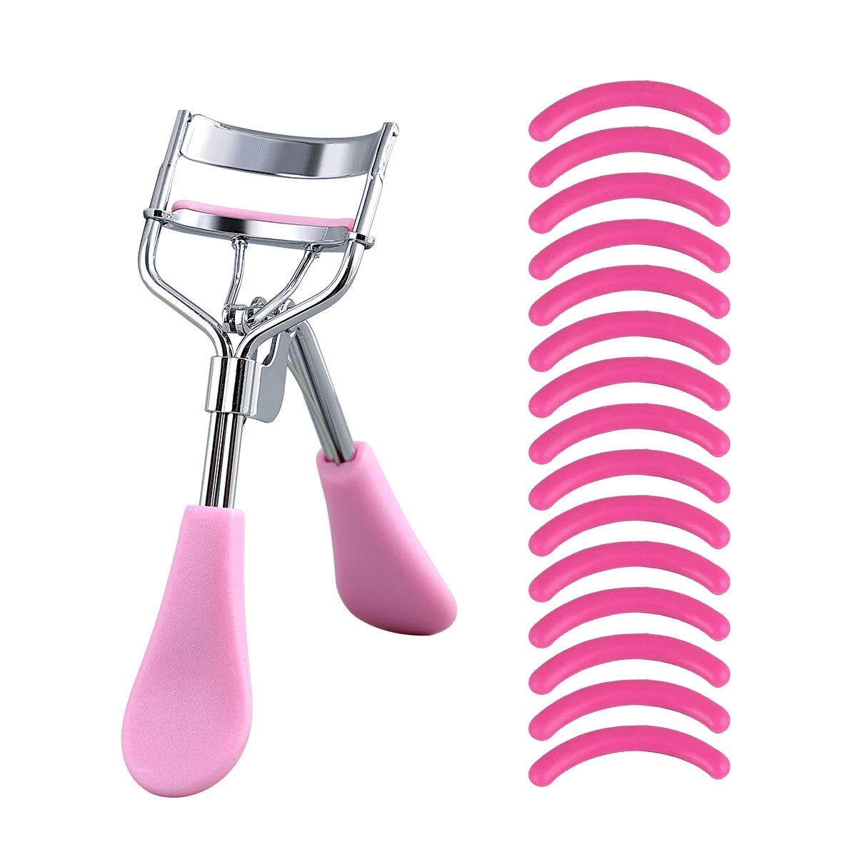 Eyelash Curler Portable Stainless Steel 15 Silicone Pads Lash Curling Tool Extensions