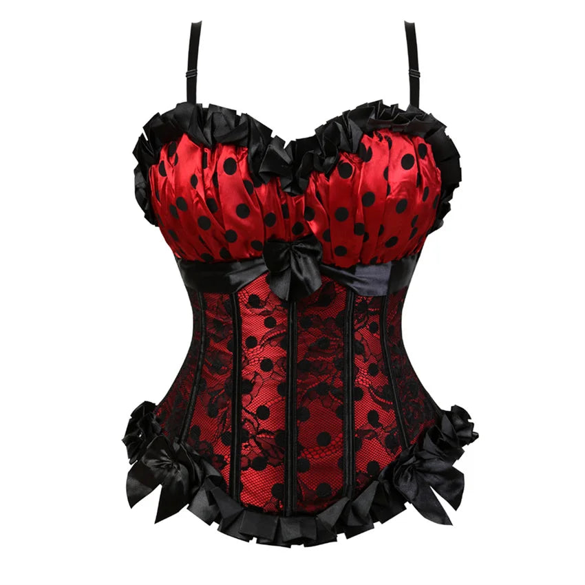 Women Black Floral Jacquard Corset Bustier Top