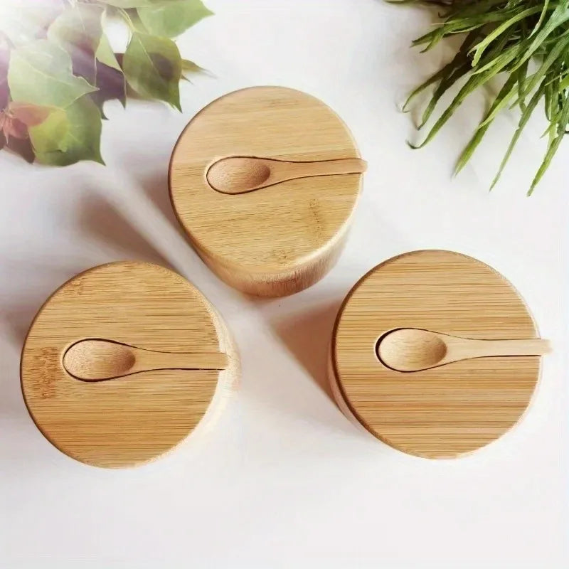 Salt Seasoning Jars Pepper Jar Bamboo Condiment