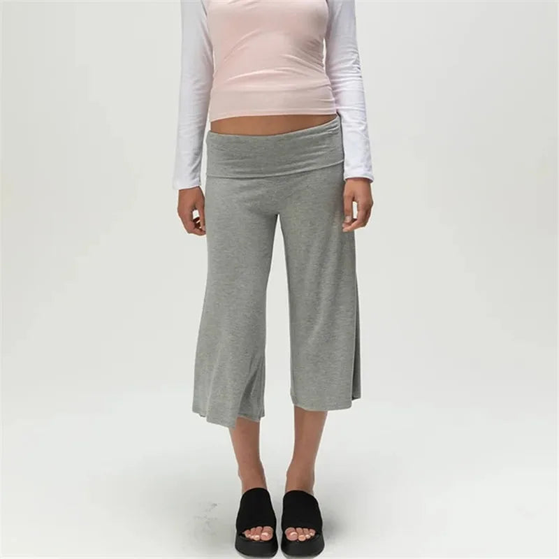 Women Fold Over Wide Leg Pants