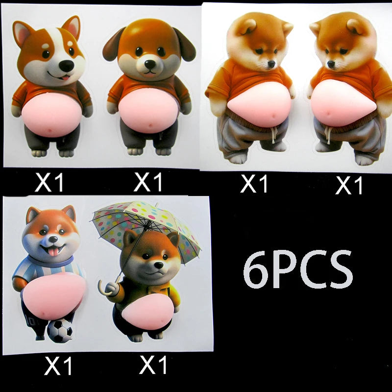 3D Cute Shiba Inu Silicone Self Adhesive Stickers Orange Design