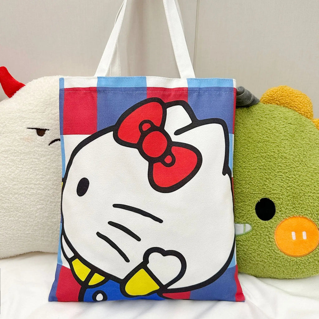 Hello Kitty Large Capacity Canvas Shoulder Handbag Cartoon Commuter Satchel