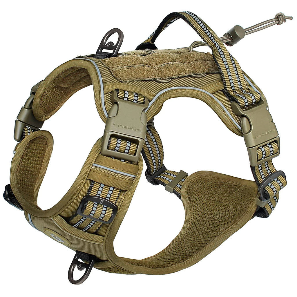 Tactical No Pull Dog Harness Adjustable Breathable MOLLE Vest for Medium Large Dogs