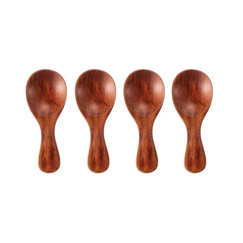 4pcs Mini Wooden Spoon Set Small Scoop for Spice Sugar Tea Coffee
