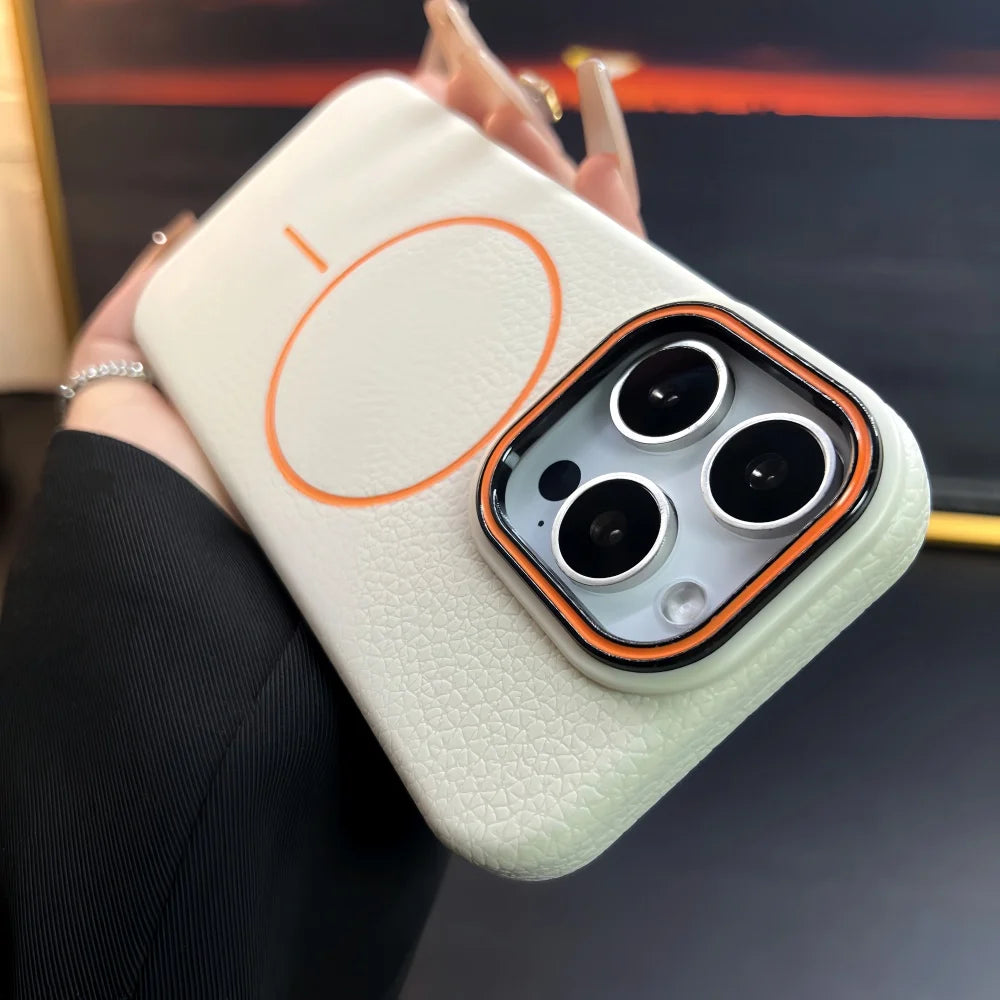 Litchi Pattern Magnetic MagSafe Soft Cover iPhone Case