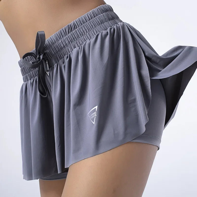 Women High Waist Skort Breathable Yoga Gym Shorts