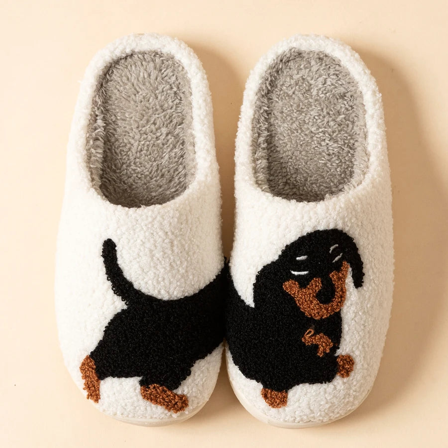 Cute Dachshund Dog Women Indoor Cotton Slippers Warm Lightweight Winter Shoes