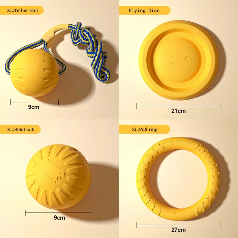 4 Pack Durable Dog Toy Set Flying Disc Ball Tug Rope