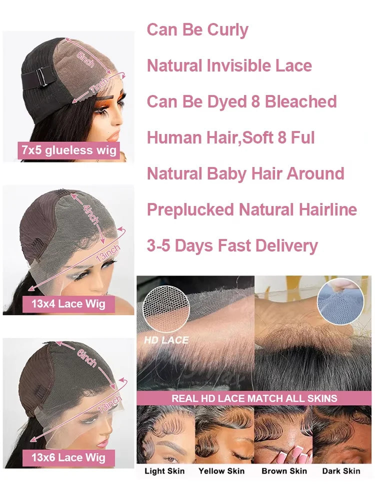 Deep Wave Wig Human Hair – HD Lace Front Glueless Curly Wig (22–50 Inch)