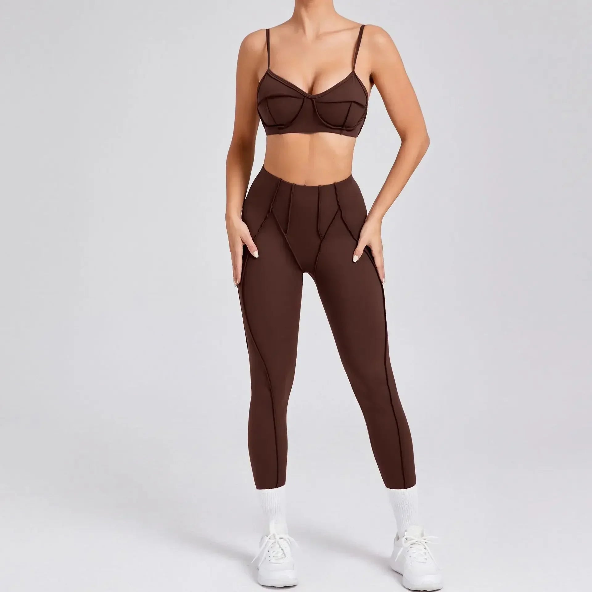Women Seamless Yoga Set High Waist Hip Lifting Gym Sports Bra & Leggings Suit