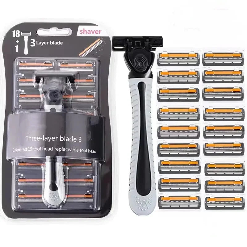 Men Razor Shaver 3 Layer Reusable Imported Blade Multi Head Replaceable Shaving Tool