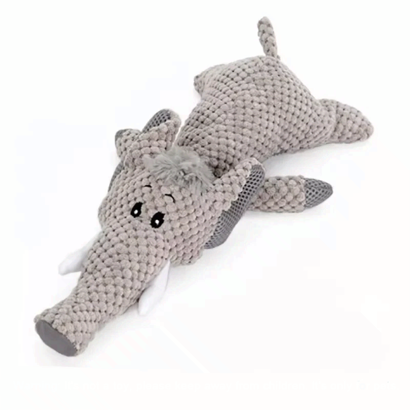 Bite Resistant Squeaky Plush Dog Toy Cartoon Lion Wolf Elephant Pet Toy