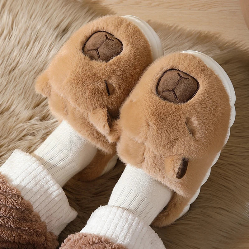 Women Capybara Cotton Slippers Warm Soft Sole Non Slip Home Slides