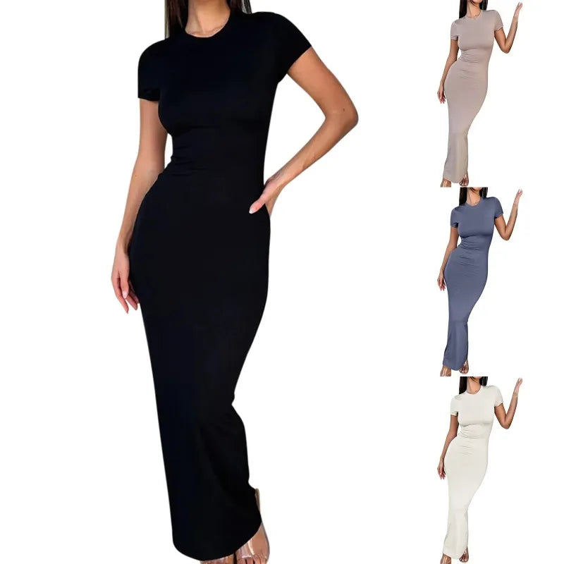Women Bodycon Maxi Dress Short Sleeve Party Dress