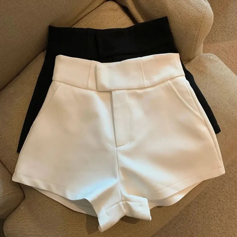 Women High Waisted A Line Shorts Black Slim Fit Casual Streetwear