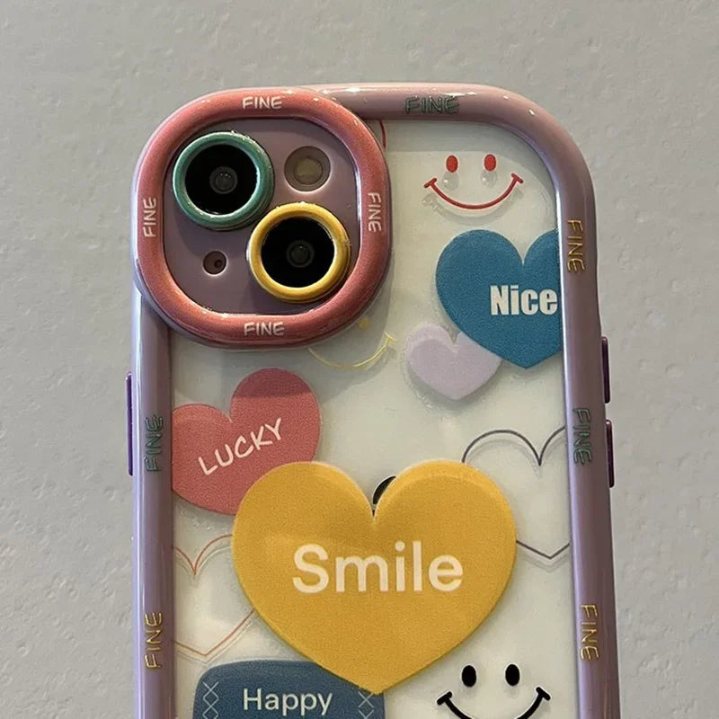 Cute Heart Wrist Chain Phone Case for iPhone with Lanyard Strap Protective Cover