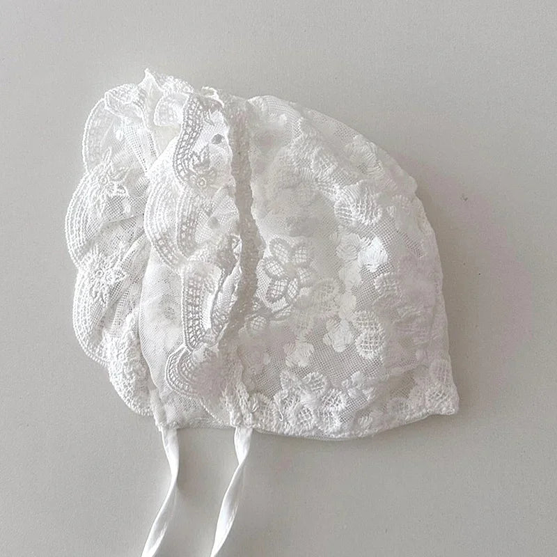 Baby Girl Lace Bonnet Newborn Baptism Hat 0-6 Months