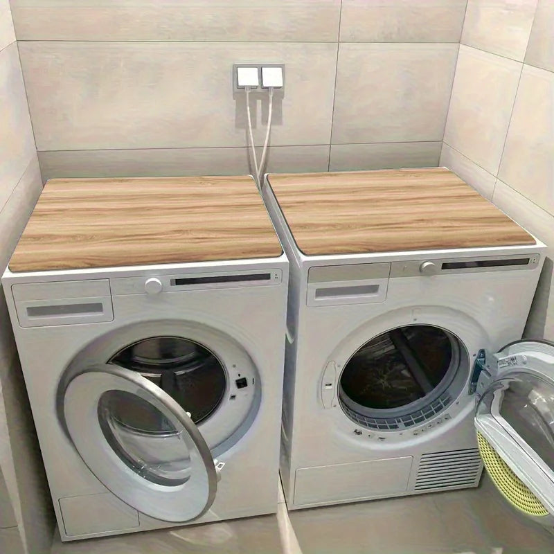 Wood Grain Washing Machine Cover Mat Non Slip Absorbent Quick Dry Protector