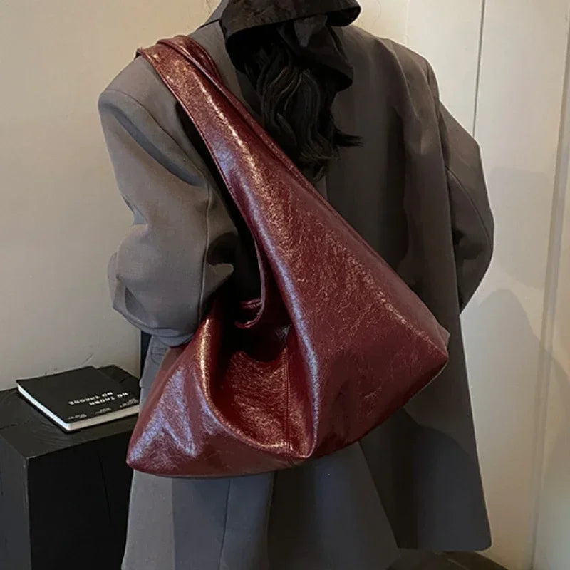 Women PU Leather Hobo Underarm Bag Large Capacity Shoulder Tote Y2K Handbag