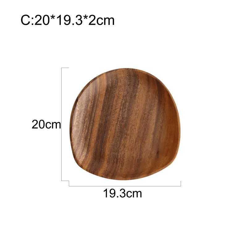 Wood Serving Tray Irregular Oval Plate Fruit Sushi Bread Dish Home Decor
