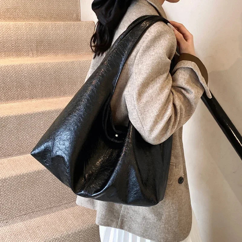 Women PU Leather Hobo Underarm Bag Large Capacity Shoulder Tote Y2K Handbag