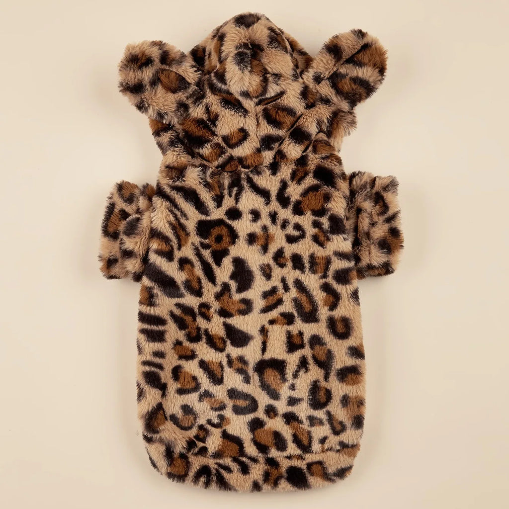 Leopard Dog Hoodie with Ears for Small Medium Dogs