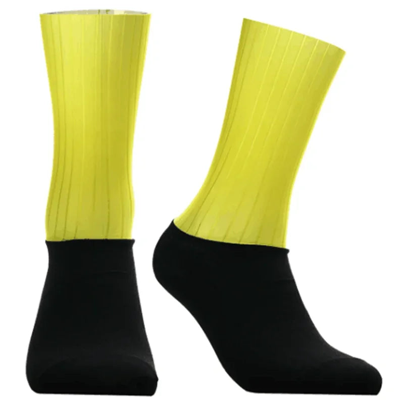 Anti Slip Silicone Aero Cycling Socks Men Breathable Running Bike Sports Socks