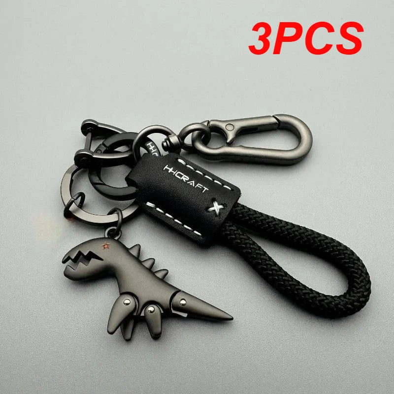 Leather Woven Keychain Metal Car Motorcycle Keyring Handbag Pendant Gift
