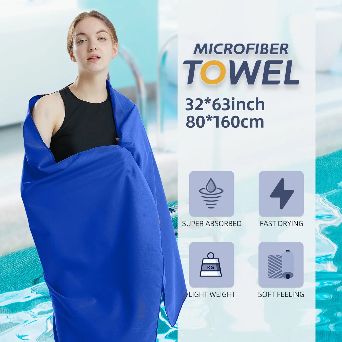 Microfiber Travel Towel Quick Dry Sandproof Lightweight Gym Beach Towel